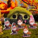 12 Pack Christmas Wooden Garden Gnome Greeter Statue Includes 1 Mini Gnome and 11 Assortment Seasonal Hats Miniature Fairy Garden Accessory for Outdoor Indoor Patio Lawn Xmas Tabletop Decor