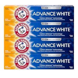 Arm & Hammer Advance White Toothpaste, Clean Mint Flavor, Stain Defense Technology, 6 Ounce (Pack of 3)