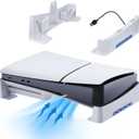 Racrank PS5 Pro Horizontal Stand with USB Hubs, Anti-Slip Dual Mode Base for PS5 Slim/Pro Disc & Digital Edition, Mini Design Stabilized Stand Exclusive for Gaming Room Setup, White