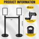 Therwen 8 Pcs Stanchions with 8.2 ft Retractable Belt Black Crowd Control Stanchions Set and Stanchion Post Sign Easy to Assemble Line Dividers Queue Ropes for Theaters, Weddings, Exhibitions