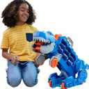 Hot Wheels City Toy Car Track Set, Ultimate T-Rex Transporter, Hauler Transforms into Stomping Dino with Race Track, from Netflix Series Lets Race
