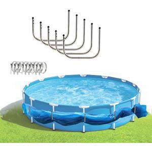 5 Pack Solar Cover Holder for Above Ground Pool, Adjustable Solar Cover Hooks,304 Stainless Steel Pool Solar Cover Hooks Designed for Above-Ground Pool(No-Drilling).