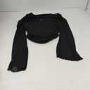 Women Asymmetrical Neck Long Sleeve Top Ruched Trim Tee Slim Fit Going Out Tops (L)