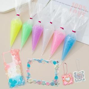 Decoden Cream Fake Whipped Cream Glue Kit, Fake Icing Whipped Clay Decoden Cream Kit (Glitter Set) (6 bags)