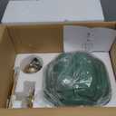 Milk Glass Ceiling Light Fixture - Antique Brass Semi Flush Mount Pendant Light for Kitchen, Hallway, and Bedroom (Green, 9 inch)