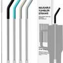 4 Pcs 40 oz Metal Straws for Stanley Cup,Simple Modern, Meoky Tumbler, Reusable Stainless Steel Straws with Silicone Tips, Replacement Straws for 40oz Tumblers