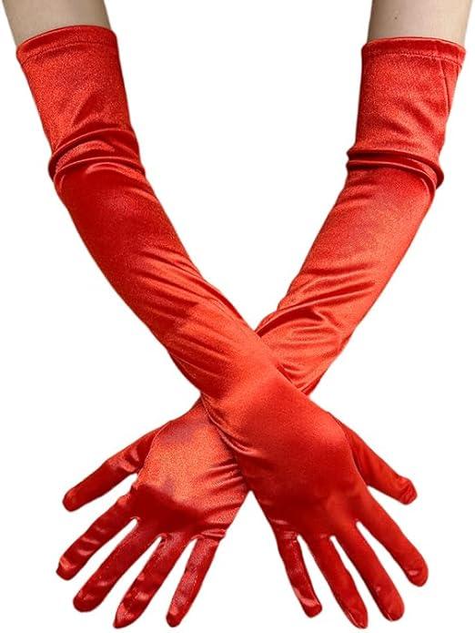 Womens Long Opera Party Gloves 1920s Satin Gloves Costumes Elbow Costumes Bridal