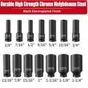 TONYNOL 1/2 Inch Deep Drive Impact Socket Set,6-Point,SAE(3/8" to 1-1/4"),14 Pcs,Cr-Mo Steel,With a Storage Case