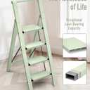 Mayi Plus 4 Step Ladder, Lightweight Folding Step Stool with ConvenientHandgrip, Aluminum 330lbs Capacity Step Ladder forOffice,Household,Kitchen,Library(Green)