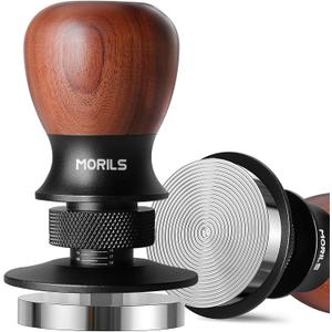Espresso Tamper 51mm, Coffee Tamper with Spring Loaded Tamper, Adjustable Depth, Stainless Steel Base Espresso Coffee Tamper Fits for All 51mm 52mm Espresso Machine (Walnut Wood)