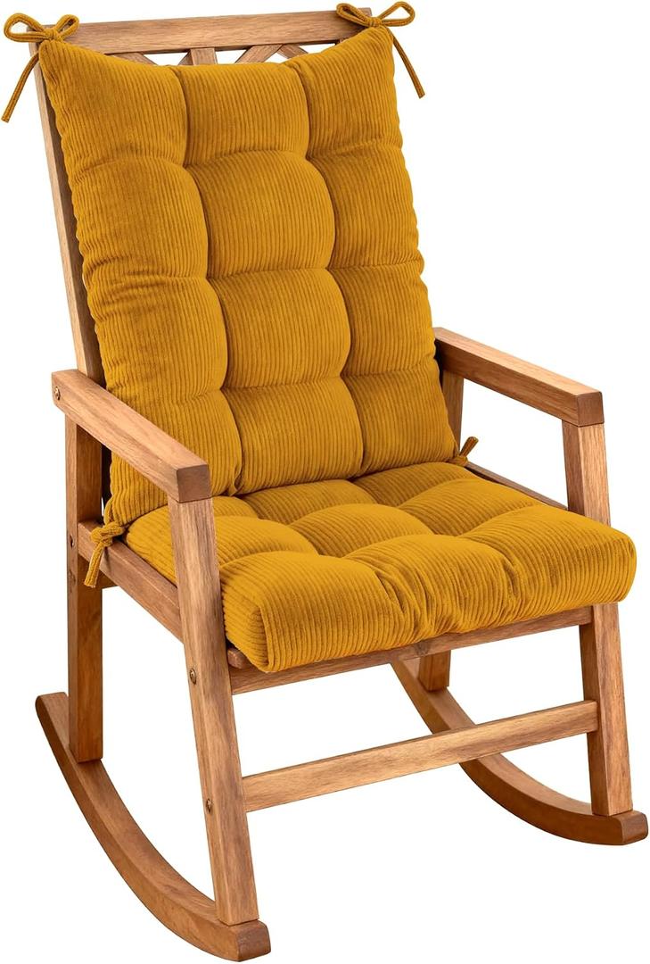 Rocking Chair Cushion Set Tufted with Ties, Non-Slip High Back Chair Pads for Adirondack Nursery Porch Rockers, 17 inches x 17 inches
