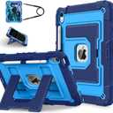 Kids Friendly Case for iPad A16 11th Generation 11 Inch 2025 / iPad 10th Generation 10.9" 2022 Case with Pencil Holder & Shoulder Strap, Hybrid iPad 11 10 Cover Rugged Shockproof Kickstand,Blue