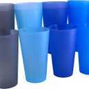 32oz Plastic Cups Reusable set 12, Large Plastic Tumbler Monochrome, 32 Fluid Ounces