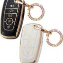 2PCS for Ford Car Key Fob Shell Cover Case,Soft TPU Decoration Bling Key Holder for 2018 2019 2020 2021 2022 2023 Ford Fusion F150 F250 F350 F450 Edge Explorer Escape Mustang Black and White