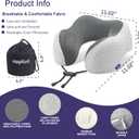 napfun Neck Pillow for Traveling, Upgraded Travel Neck Pillow for Airplane 100% Pure Memory Foam Travel Pillow for Flight Headrest Sleep, Portable Plane Accessories, Light Grey, 1 Count
