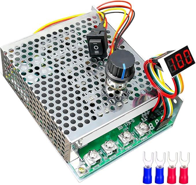PWM DC Motor Speed Controller, DC 10-55V MAX 100A, Stepless Brushed Motor Controller with LED Display, Adjustable Potentiometer and Forward Brake Reverse Switch 12V 24V 36V 48V 50V