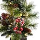 Nearly Natural 5ft. Holiday Decorated Lamp Post with Artificial Christmas Greenery, Berries and 30 LED Lights Indoor Outdoor Patio Porch Decor