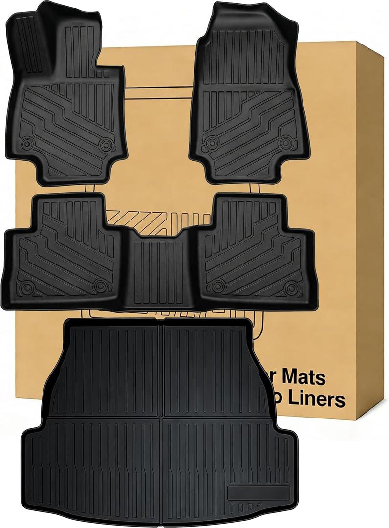 Floor Mats  Cargo Liners Compatible with 2019-2025 Toyota RAV4All Weather Protector Waterproof Durable Anti-Slip Odorless Custom-fit Front Rear Rows Back Trunk Tray Full Set Carpet Liner
