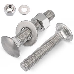 VGBUY 5/16-18 x 2" Carriage Bolts Screws 12 Sets, 304 Stainless Steel 18-8, Round Head Square Neck, Carriage Bolts and Nuts Kit, with Flat Washers