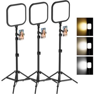 ALTSON 3 Pack LED Video Panel Light, 2500-8500K Dimmable Studio Lights with Tripod Stand & Phone Holder, 78" Photography Lighting Kit for Video Recording, Game Streaming, Photography, Tiktok, YouTube