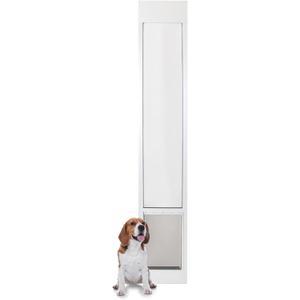 PetSafe 1-Piece Sliding Glass Pet Door for Dogs & Cats - Adjustable Height 91 7/16" to 96"- Large, White, No-Cut DIY Install, Aluminum Patio Panel Insert, Great for Renters or Seasonal Installation