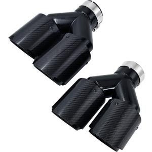 Carbon Fiber Dual Exhaust Tips 3" Inlet 3.5"Outlet, Universal Tailpipe 3 Inch Exhaust Muffler Tip (2pcs Bright)