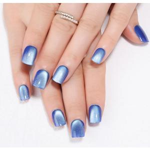 evpct Light Sky Blue Cat Eye Glitter Extra Short Press on Nails Square