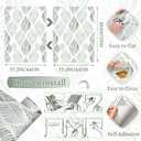 Theper Green Wall Paper Peel and Stick Wallpaper Modern 17.3"393" Boho Contact Paper for Cabinets Green and White Self Adhesive Removable Wallpaper for Bedroom Geometric Wallpapers Vinyl Home Decor