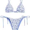 ZAFUL Women's Triangle Bikini Floral String Bikini Set Two Piece Swimsuit Bathing Suits M