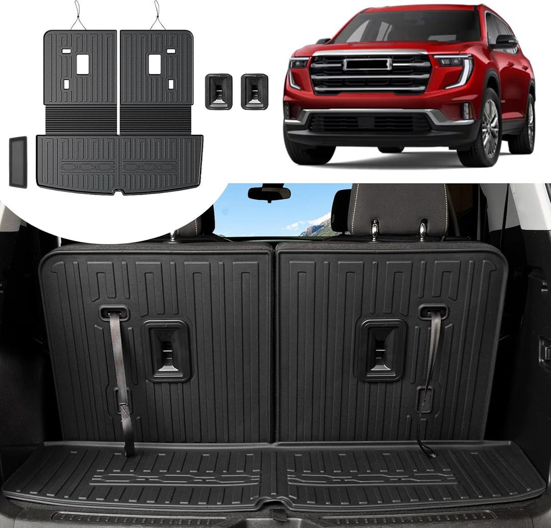 Cargo Mat with Backrest Mat for 2017-2023 GMC Acadia All Weather Black TPE Cargo Liner for GMC Acadia Denali Accessories 2023 2022 2021