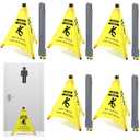 Ceenna 19 1/2 inch Wet Floor Sign Pop-up Safety Cone with Storage Tube Wet Floor Symbol Yellow Warning Sign for Retail, Grocery, Office, Cinema, Restaurant, Mall(6 Pcs)