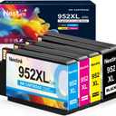 952XL Ink Cartridges Combo Pack Latest Upgrade Replacement for HP 952XL Ink Cartridges Combo Pack 952 XL for Officejet Pro 8710 8702 7720 7740 8700 8715 8210 OfficeJet 8702 Printers (4 Pack, B/C/M/Y)
