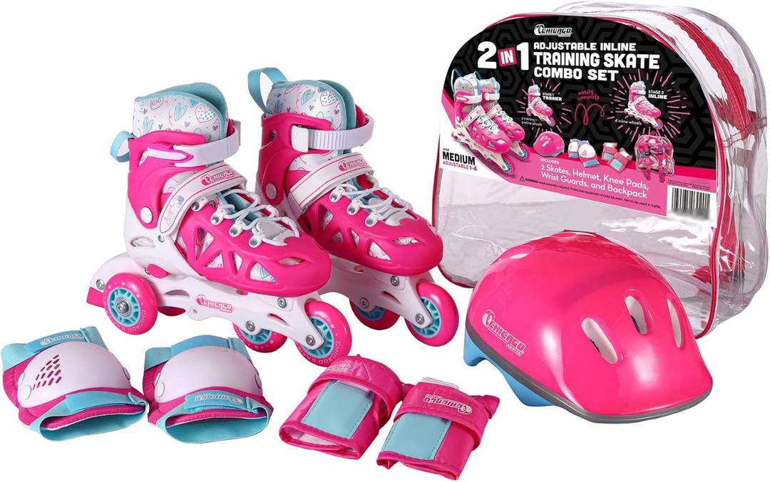 CHICAGO Skates Inline Training Skate Combo Set (Medium, Pink)