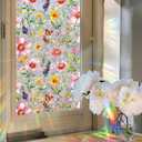 Window Film, Stain Daisy Glass Film Rainbow Flowers Static Window Clings Stickers for Home Office Living Room Bedroom Glass Windows Door Decor