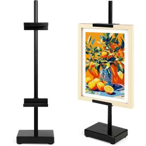 Adjustable Tabletop Easel Stand, Picture Easels for Display Up to 17" H, Black Metal Picture Frame Holder Stand Table for Art, Photo (1 Pack)