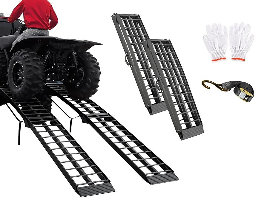 Truck Ramps 7.5FT ATV Loading Ramps for Pickup Trucks Shed Ramps with Straps 1500LBS Aluminum Ramps for Lawn Mower 2PCS 89 * 12" Snowmobile Car Ramps Black Motorcycle Accessories with Handle Buckle