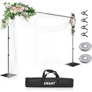 EMART Backdrop Stand, 10x10 ft Adjustable Photo Background Pipe and Drape Photography Kit with Heavy Duty Metal Flat Base for Parties, Wedding, Video Studio, Birthday - Black (10x10ft)