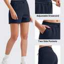 G4Free Athletic Shorts for Women Casual Shorts with Pockets Summer Lounge Pajama Sweat Shorts High Waisted Shockcord Running Workout Shorts Soft(Dark Blue, XXL)