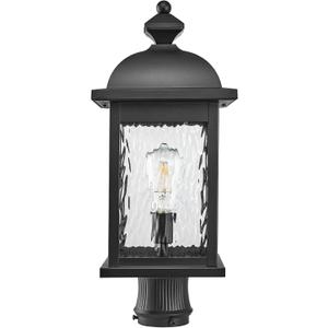 Outdoor Post Lights 21 Inch Height Large Size Lamp Post Outdoor Lighting Black Porch Lights Outdoor Pillar Lantern with Water Ripple Glass for Garden Backyard Walkway and Pathway, 21.2 inch
