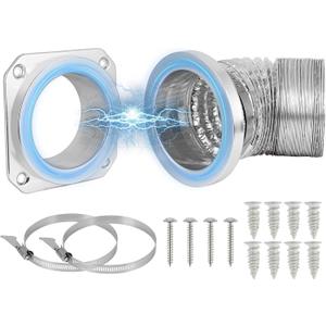 Magnetic Dryer Vent Connector Kit DV180 Aluminum Alloy Shell Magnetic Dryer Vent Easy to Clean, Includes 3.3ft Long Dryer Vent Hose & 2 Clamps