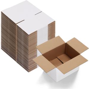 Calenzana 8x6x4 Shipping Boxes Set of 40, White Corrugated Cardboard Box for Mailing Packing Gifts Small Business