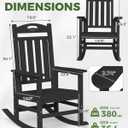 Oversized Outdoor Rocking Chair, High Back Porch Rocker Chair, HDPE All Weather Resistant Rocking Chairs for Patio, 380lbs Weight Capacity, Black