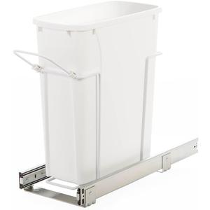 Knape & Vogt SBM9-1-20WH 8.38 in. W x 20 in. D x 17.31 in. H In Cabinet Pull-Out Bottom Mount 20qt Trash Can