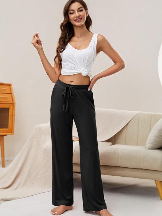 Women's Comfy Casual Pajama Pants Pj Bottom with Pockets Stretch Plaid Sleepwear L