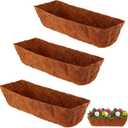 3 Pack Rectangle Coco Liner 36 Inch Hanging Basket Liners 100% Natural Coconut Husk Liners for Planters Window Box Planter Inserts for Large Pots Trough Planters Outdoor Garden Decoration (36Inch)