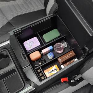 TACOBRO Center Console Full Tray Organizer Compatible with 2023 2024 2025 2026 Ford F250 F350 F450 F550 Accessories, ABS Plastic Armrest Insert Secondary Storage, Black