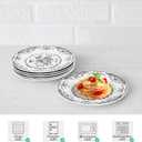 Salad Plates, 8.5 Inch Ceramic Plates Set of 6, Kitchen Plate Microwave Safe, White Porcelain Dessert Plate Porcelain Serving Dishes, Black