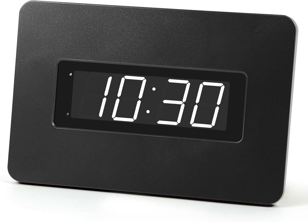 Digital Wall Clock Battery Operated with LED Display, Wall Clock with Backlight, Table-top, Alarm, Brightness Adjustable,12/24Hr