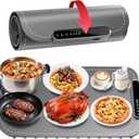 Warming Mat for Food, Upgraded Fast-Heating Electric Warming Tray with 7 Temp Levels & 8 Timers, Buffet Raised Feet & Rollable Silicone Heat Pad, Portable Food Warmer for Home, Party & Travel (Gray)