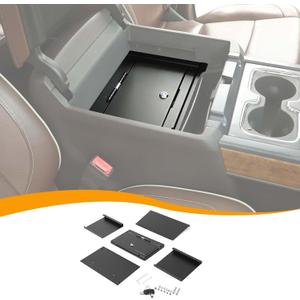 Center Console Armrest Locking Storage Safe Box Armrest Organizer Gun Safe Box with Key Compatible with Chevrolet Silverado Sierra GMC 2014-2018, Interior Accessories